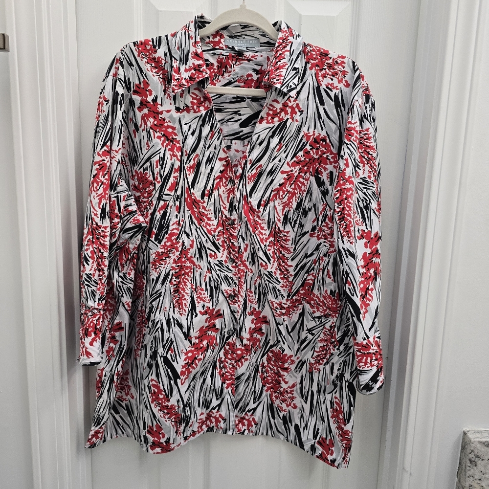 Women's FOXCROFT 3/4 SLEEVES,PRE-OWNED IN EXCELLENT CONDITION,SZ 20W 100% cotton